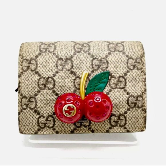 Gucci Handbags - Gucci Guccissima PVC and Leather with Sparkly Cherry Compact Wallet